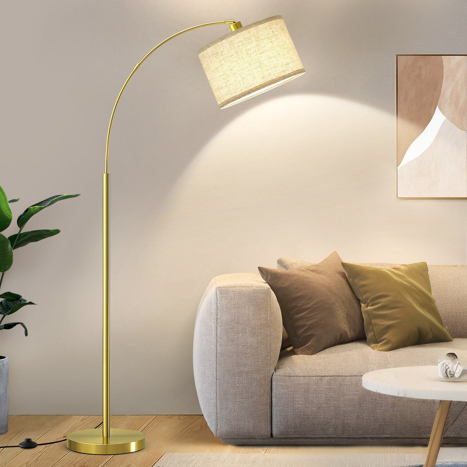 Mercer41 71" Arched Floor Lamp For Living Room Lighting, Modern Arched ...